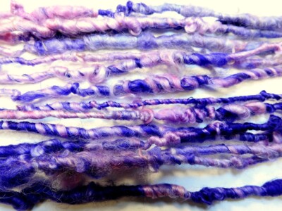 OOAK Novelty Art Yarn #97 Wool 4 Dreadlock Doll Wigs  Small Skein 14 yds Purple