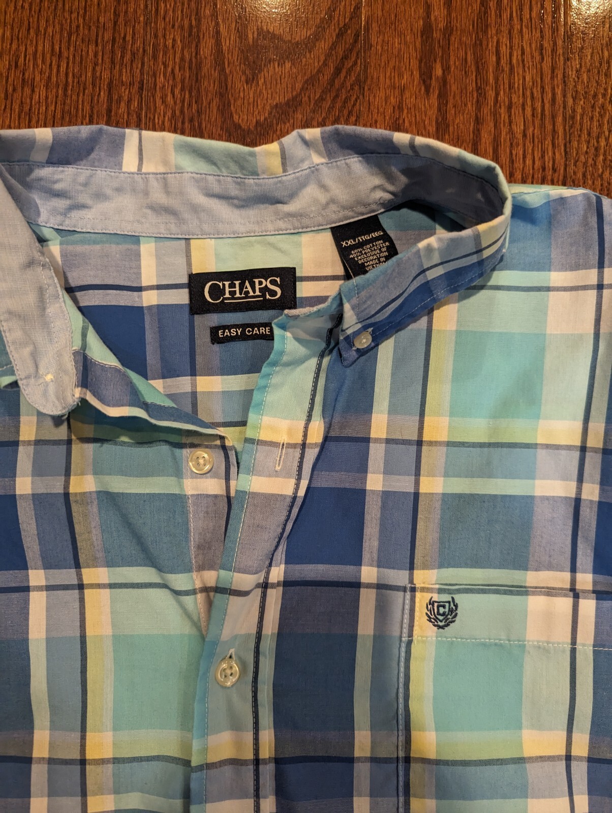 Chaps Blue Pastel Pattern Check XXL RN 41381 CA 56658 Short