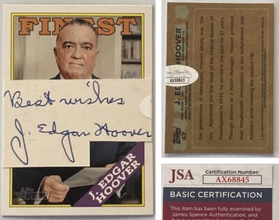 J Edgar Hoover Signed Autograph Cut on Topps American Heritage - JSA - FREE S&H!