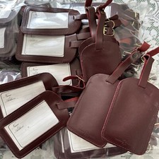 Job lot 160 x Burgundy Real LEATHER LUGGAGE name Address Label TAGS Buckle craft