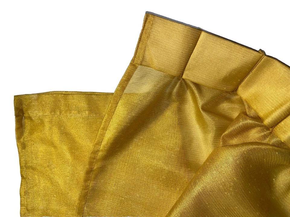 4件套复古60年代窗帘面板黄色透明褶帘82长独特 — 第 4/4 张图片