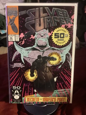 Silver Surfer,Vol. 3 #50 Deeply Buried Secrets!  1st foil-embossed comic cover 