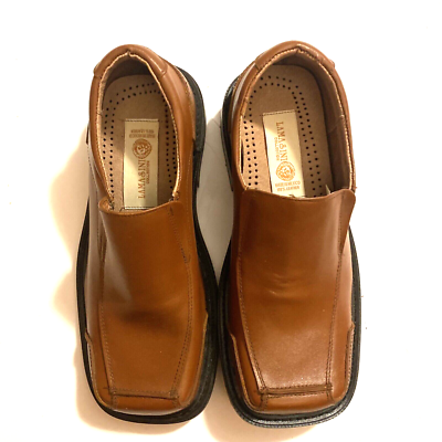 LAMASINI Collection 100% Leather Brown Shoes Sz Men's Made in