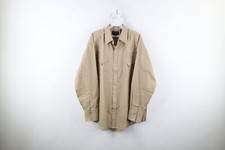 Vintage 90s Streetwear Mens Large Western Rodeo Pearl Snap Button Shirt Beige