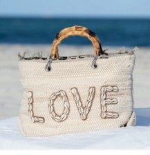 Beach Queen 16”x21” Large Cotton Woven Beach Bag, Lined, Zipper Natural Shells