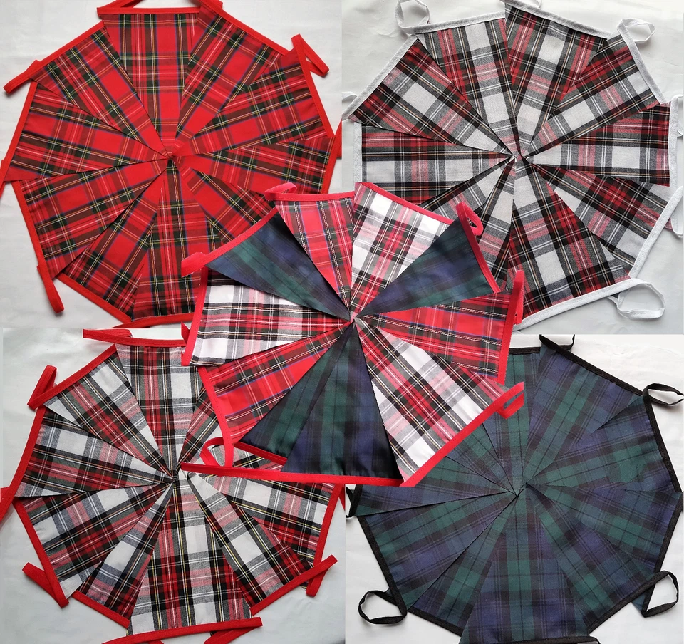 Tartan Fabric Bunting Handmade Burns Night Hogmanay Cèilidh Handsel 10ft/30ft