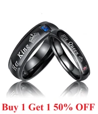 .Couple's Matching Ring, His Queen or Her King Wedding Band Comfort Fit Ring