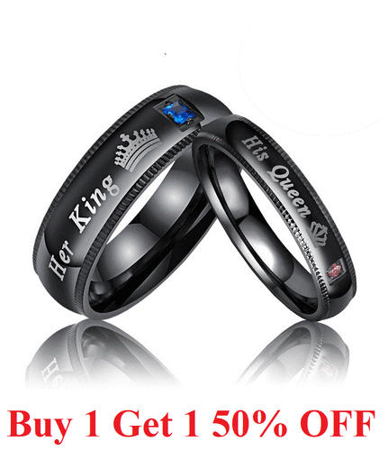 .Couple's Matching Ring, His Queen or Her King Wedding Band Comfort Fit Ring - Picture 1 of 9