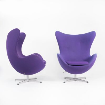 2003 Arne Jacobsen for Fritz Hansen Swivel Egg Chair Purple Fabric