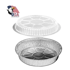 7" Round Aluminum Foil Pans W/ Plastic Dome Lids - Take Out Food Containers BULK