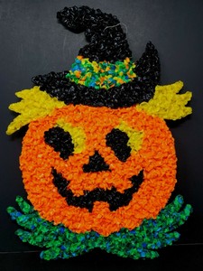 Vintage Melted Plastic Popcorn Halloween Pumpkin Head 16" | eBay