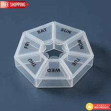 ROUND 7 DAY PILL BOX ORGANIZER FOR MEDICINE TRAVEL CASE HOLDER WEEKLY -WHOLESALE