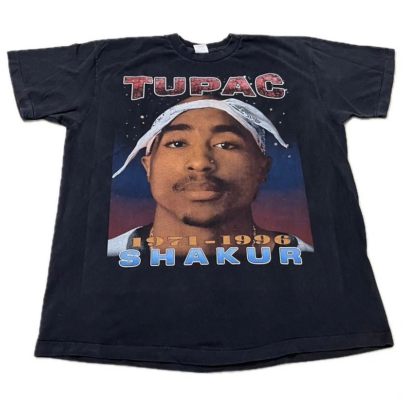 FILA T shirt vintage Tupac Shakur 2Pac taglia XL contro ogni previsione punto singolo RISTAMPA