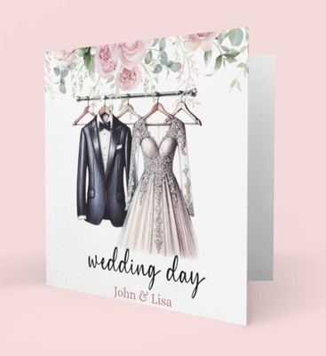 Schöne personalisierte Hochzeitskarte Braut und Bräutigam 5 x 5