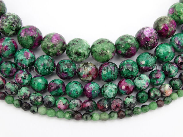 Natural Ruby Zoisite Gemstone Faceted Round Beads 15.5'' 4mm 6mm 8mm 10mm 12mm