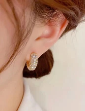 Aretes Argollas en Oro 14K Pendientes Joyería Fina de Moda De Oro para Mujer YCL