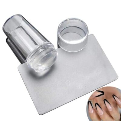 2.8CM Head Clear Jelly Silicone Nail Art Stamper Scraper with Cap Transparent 