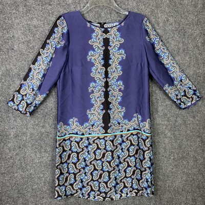 mango suit blue dress Silky Shift Women Medium Long Sleeve Paisley Pattern Size:6X and elastane BIS-06-06-26 Marcella Women's Minna Sleeveless