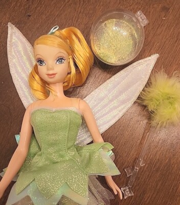 Disney Peter Pan Tinker Bell Fairy Doll Sparkly Pixie Dust Wand Figure Barbie