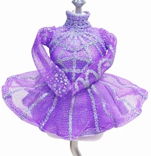 Lol Omg Skate Boss Doll Outfit Purple Silver Glitter Ice Skating Dress & Tights