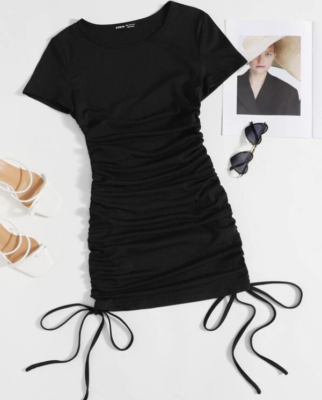 drawstring ruched side bodycon dress Amazon.com: OYOANGLE Girl's Textured Drawstring Side Ruched Short Sleeve Bodycon Pencil Short Dress Black Deep 8Y: Clothing, Shoes & Jewelry