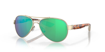Costa Del Mar Loreto Sunglasses Rose Gold/Polarized Green Mirror 580G GLASS 56mm