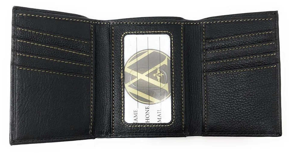 Cartera de cuero Clemson University Tigers triple pliegue negra triple pliegue Foto 2 de 4