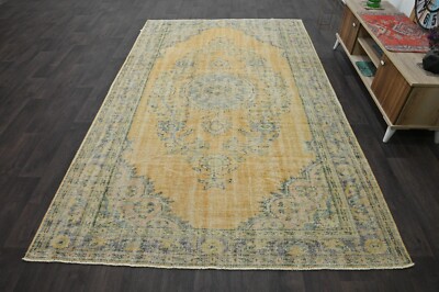 Oushak 6x10,Turkish Rug,vintage,anatolian,YELLOW,kilim,Bohemian,handmade,wool