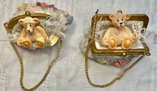 vintage 1990s hanging Ceramic Ornaments - teddy bears exceptional detail-