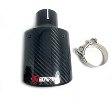 1*Glossy Carbon AKRAPOVIC Exhaust Tip 105/115/130/150mm Universal Oval Tailpipe