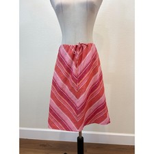 Vtg 90s Abercrombie Fitch Skirt XS Pink Chevron Stripe Cotton Preppy Coastal