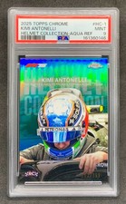 2025 Topps Chrome F1 KIMI ANTONELLI Helmet Aqua Refractor RC SP /199 Mint PSA 9