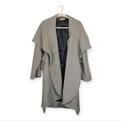 Mara Hoffman Womens Coat Gray Waterfall Wool Drape Minimalist Size S