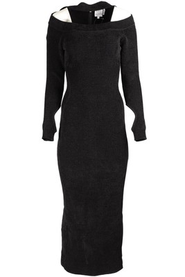 HERVE LEGER SCHWARZES STRICK MAXIKLEID LARGE
