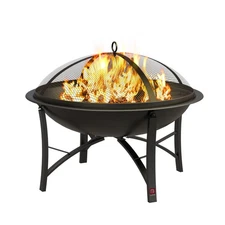 Fire Beauty Wood Burning Fire Pit BBQ Grill Steel Bowl Outdoor Camping Patio Spa