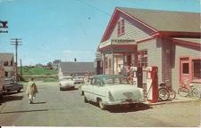Biddeford Pool ME Grocery Store, Gas Station, Car Bicycles Roadside Maine 1968