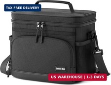 Insulated Lunch Bag, Soft Cooler Tote for Work, Office, Travel, Picnic-Black,9L