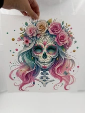 Lady Sugar Skull Dtf Print 10.5 in x 11 in