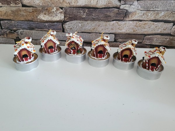 Wurm Teelicht Lebkuchenhaus 6-Er Set Sehr Dekorativ Dekoration Weihnachten-image