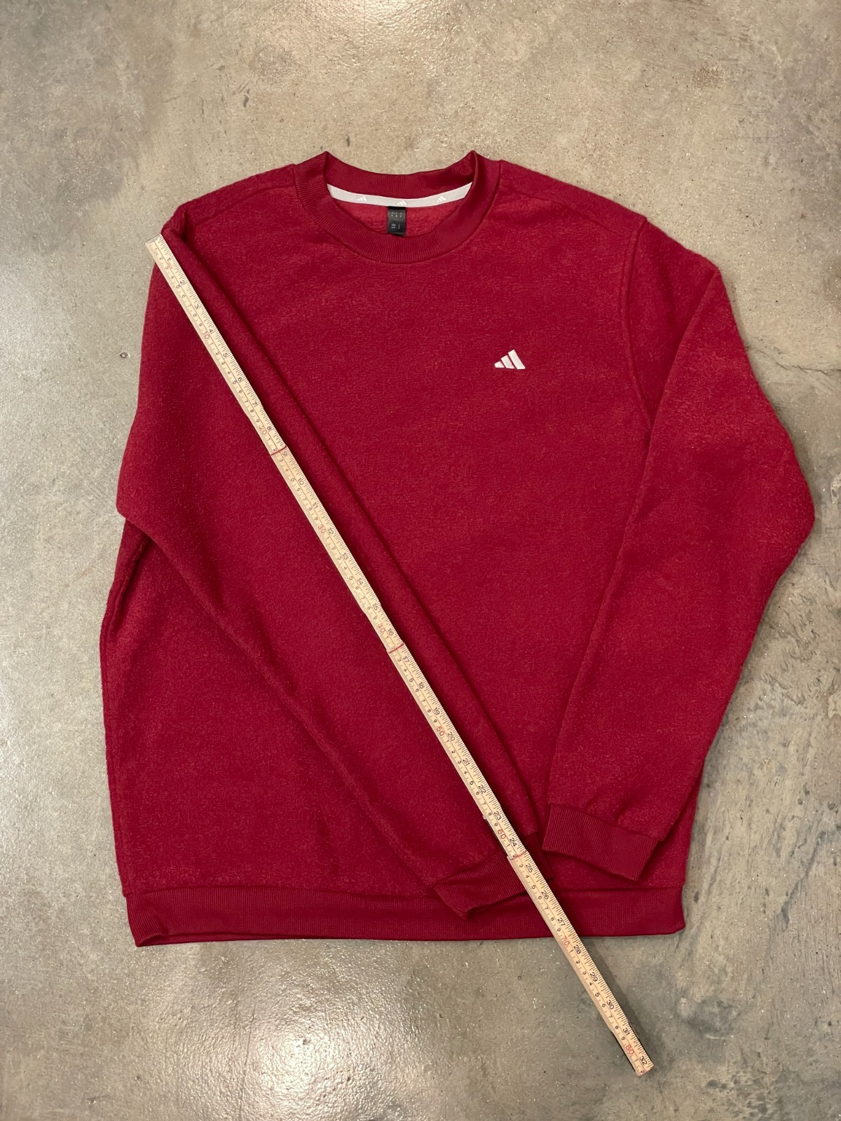 Adidas Crewneck Sweatshirt Mens M Red Embroidered Logo Athletic Pullover Terry thumbnail 5