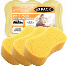 JUMBO Spugne per Pulizia Auto, Lavaggio e Finestre - Confezione da 3 Spugne Auto - Anti