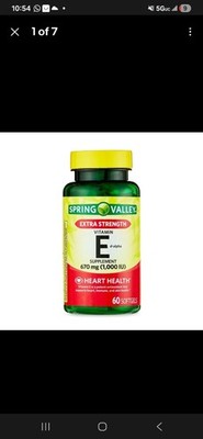 Spring Valley Extra Strength Vitamin E D-Alpha Softgels, 670 mg, 60 Count