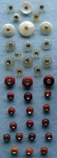 37 Vintage Plastic RHINESTONE BUTTONS Clear Stones Mates Whites Reds Orange EUC