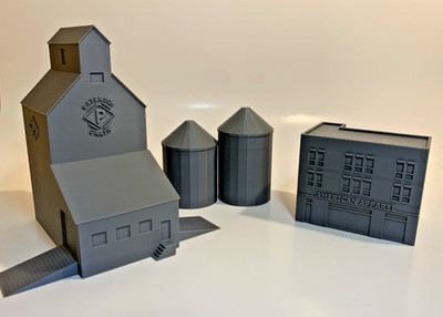 N Scale Grain Elevator, Silos & Factory Building Lot Model Railroad Scenery SET