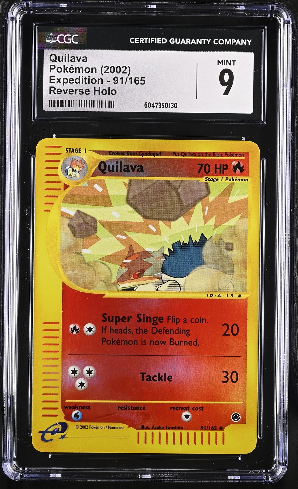CGC 9 MINT Quilava 2002 Expedition 91/165 Reverse Holo Pokemon Card