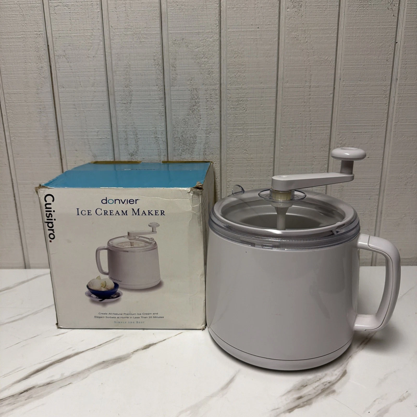 Donvier Manual Hand Crank Ice Cream Maker White