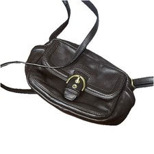 Coach Brown Pebbled Small Shoulder/Crossbody Bag Buckle Zip Detach Strap