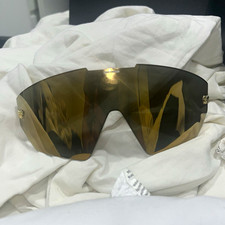 Gold Mirrored Shield Sunglasses Gold Lens Plastic Frame Unisex Adults Solid