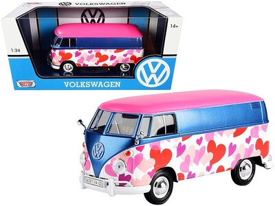 Volkswagen Type 2 (T1) Delivery Van ''Love'' Pink and Blue Metallic 1/24 Diecast M