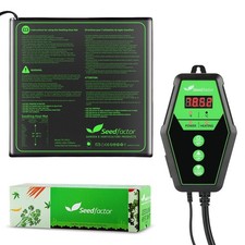 Seedfactor 20" x 20" MET Certified Seedling Heat Mat and Digital Thermostat C...